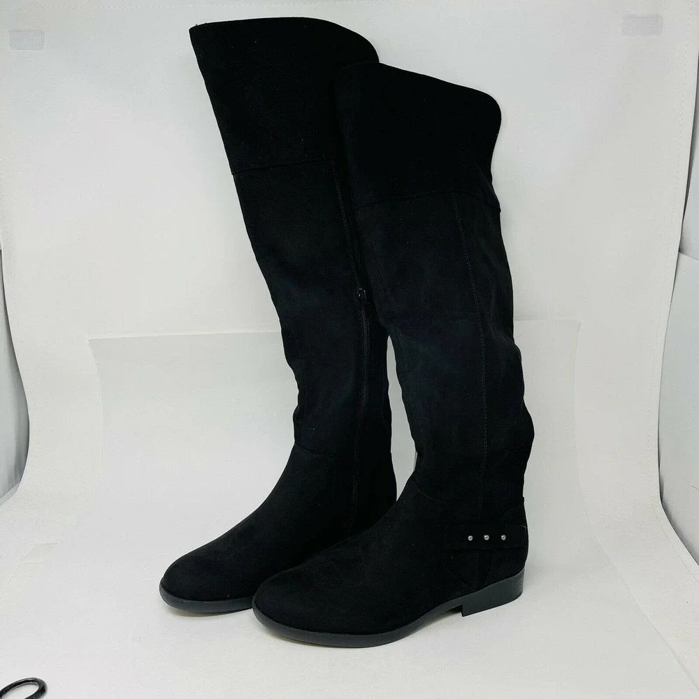 New Style & Co. Womens Lessah Vegan Closed Toe Over Knee‎ Black 6.5M Stud NIB
